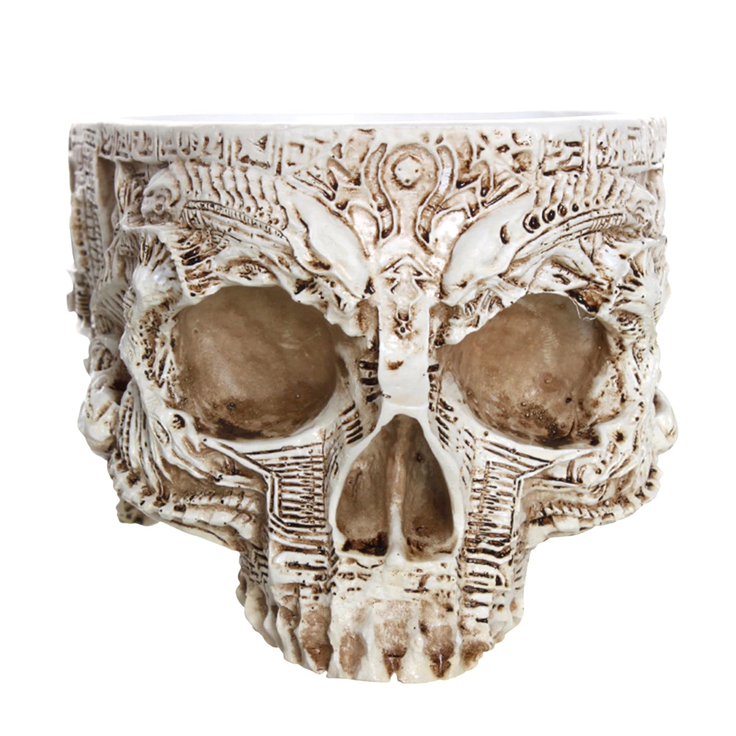 Resin Human Skull Model Flower Pot Multifunctional Gothic Skeleton Planter Container Home Decor Halloween Skeleton Flowerpot