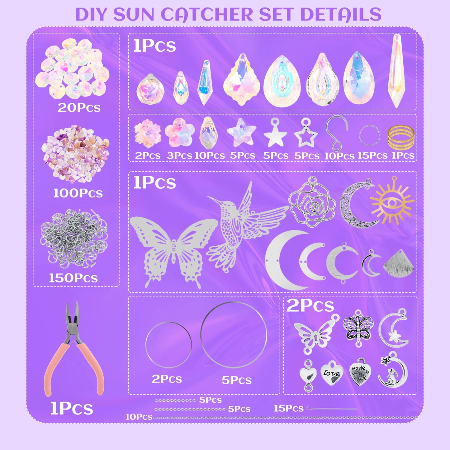 Sun Catchers Making Kits Craft for Garden Window Home Decor Crystal Suncatchers DIY Wind Chime Sun Catchers Making Kit Gifts