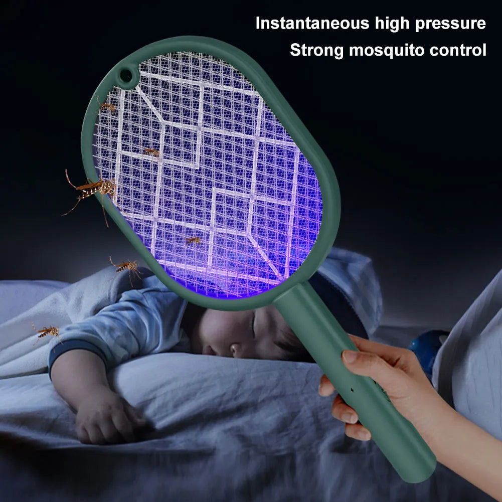 2in1 Electric Mosquito Killer Lamp Anti Mosquito Swatter Racket USB Charging Electric Fly Swatter Bug Zapper Insect Killer Light
