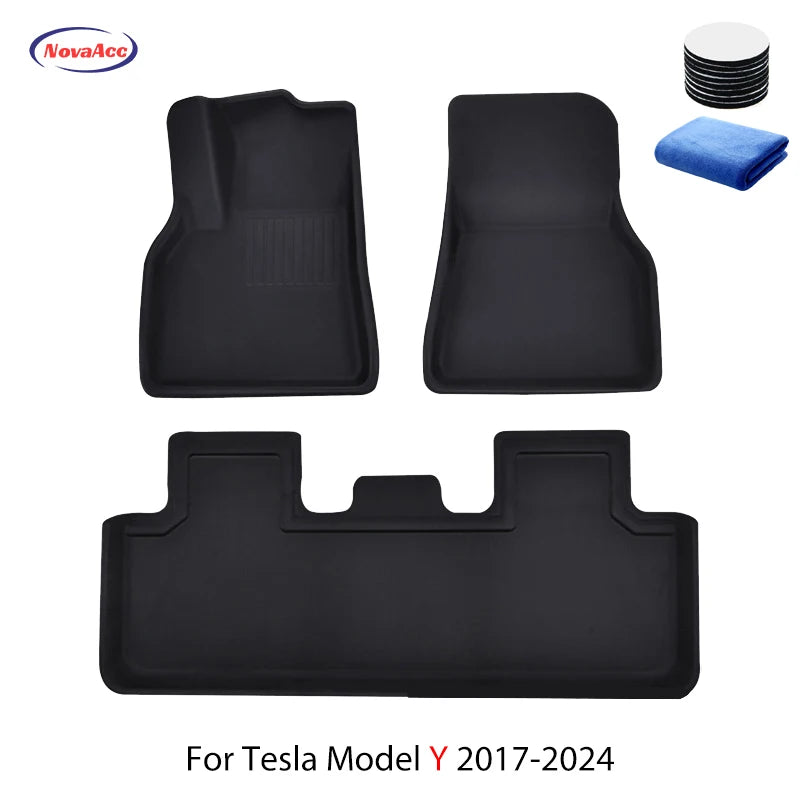 NovaAcc For Tesla Floor Mats Model Y 2017-2024 Model 3 2021 to 2024 Highland All Weather Trunk Mats Floor Liner Car Accessories
