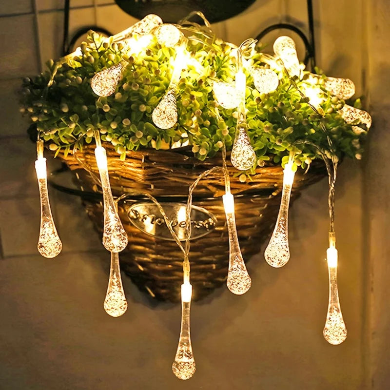 Fairy Light Outdoor Water Droplet Bubble Ball LED String Light Garden Light Wedding Party Christmas Decoration Battery Power