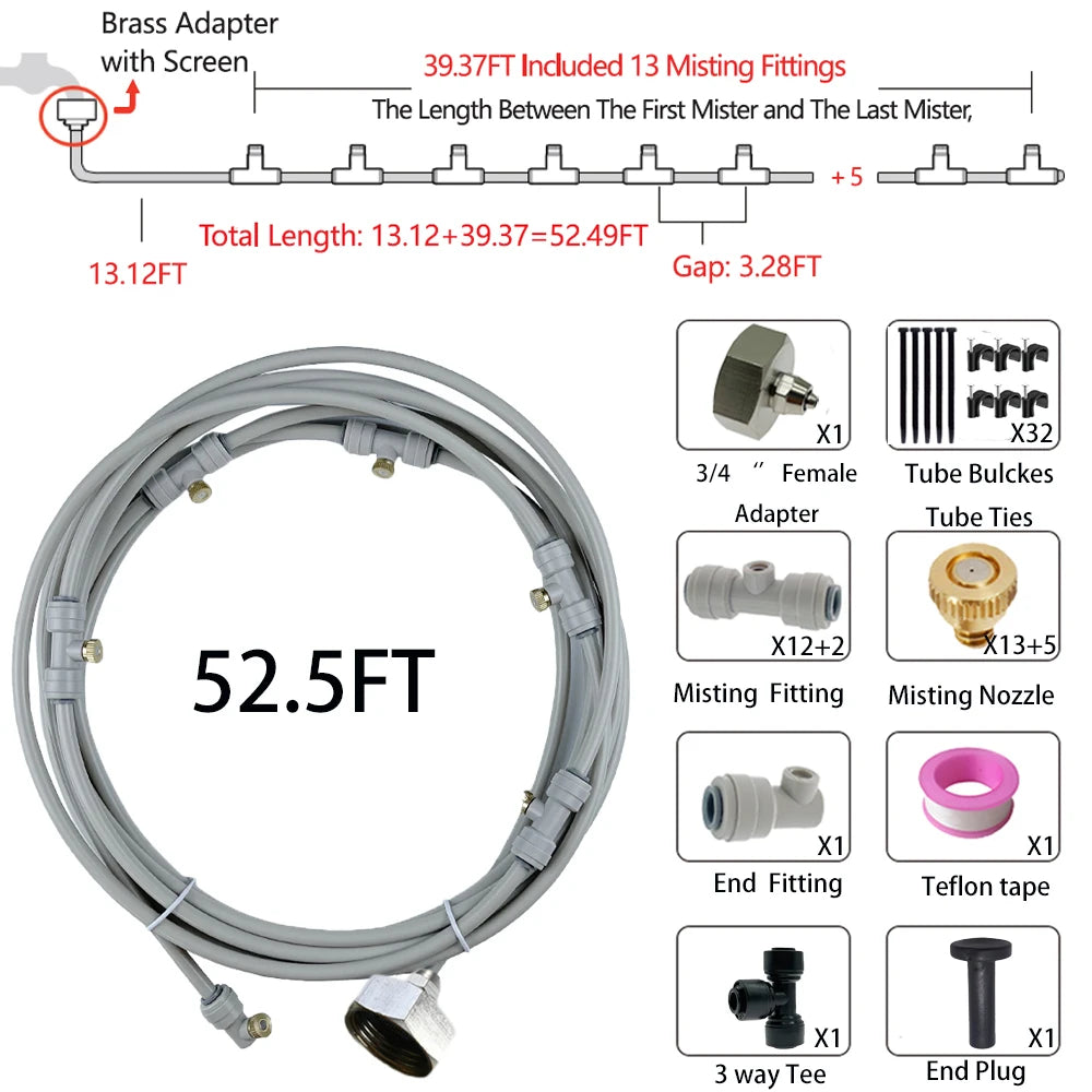 Patio Misters for Cooling Backyard Water Mister Kit for Waterpark, Garden, Greenhouse, Canopy, Porch, Umbrella Gazebo Trampoline