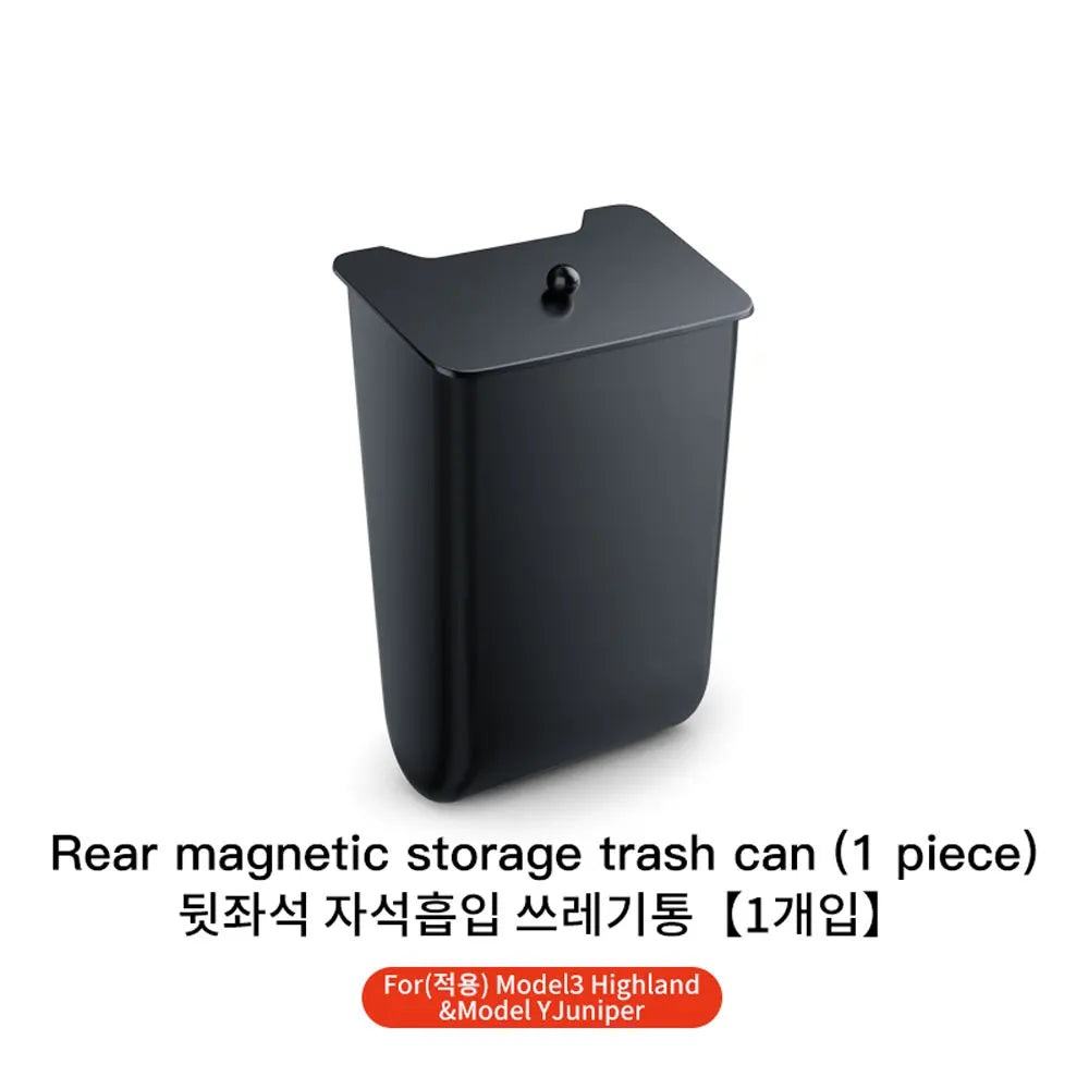 YZ For Tesla Model 3 Y Juniper Highland Rear Seat Storage Box Organizer Car Center Console Bins Backseat Trash Can Garbage Bag