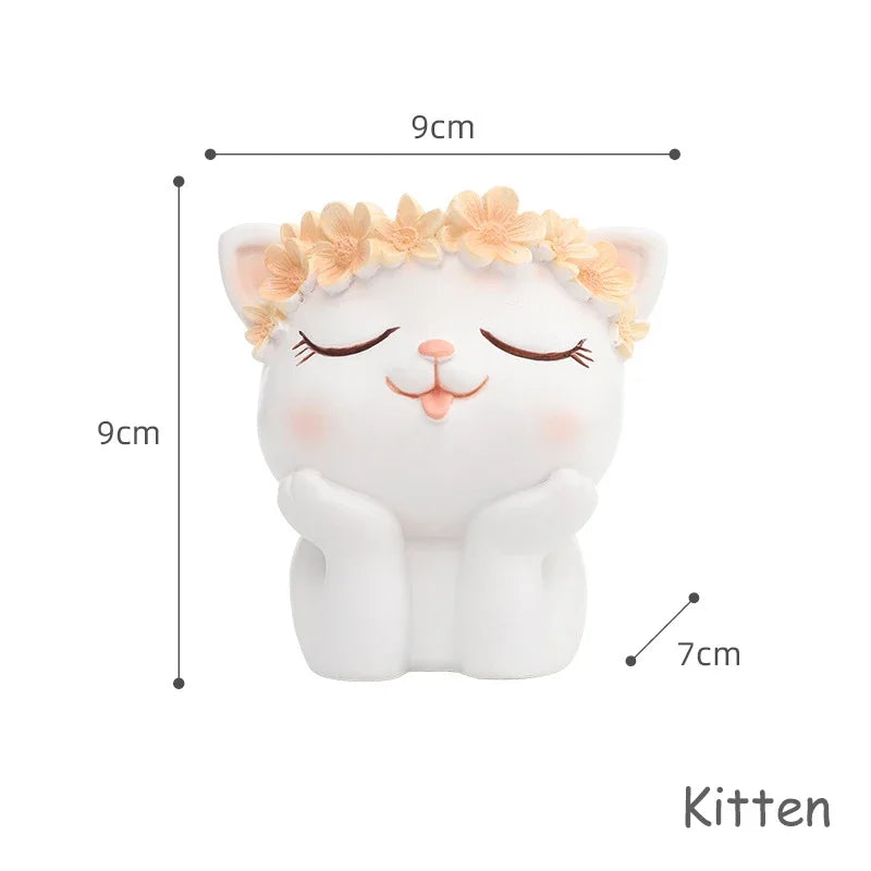 Cute Animal Planter for Succulents Air Plants Funny Flower Pots Fairy Garden Decor Figurines Pencil Holder Home Table Decoration