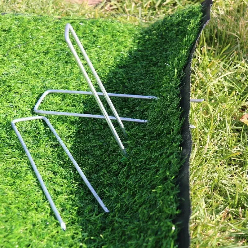 100pcs15cm galvanized landscape staples, outdoor decorative stakes, anti weed barrier fabric anti rust staples, U-shaped tent