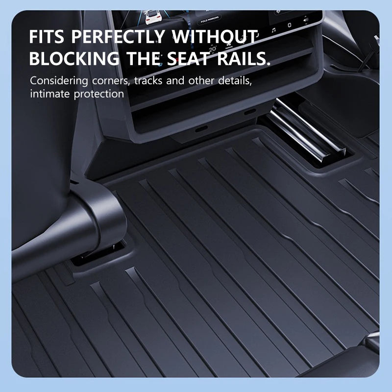 Extended Floor Mats for Tesla Model Y 2025+ Juniper 2025 All-Weather TPE Lengthen and Widen Waterproof Non-Slip Cargo Liners