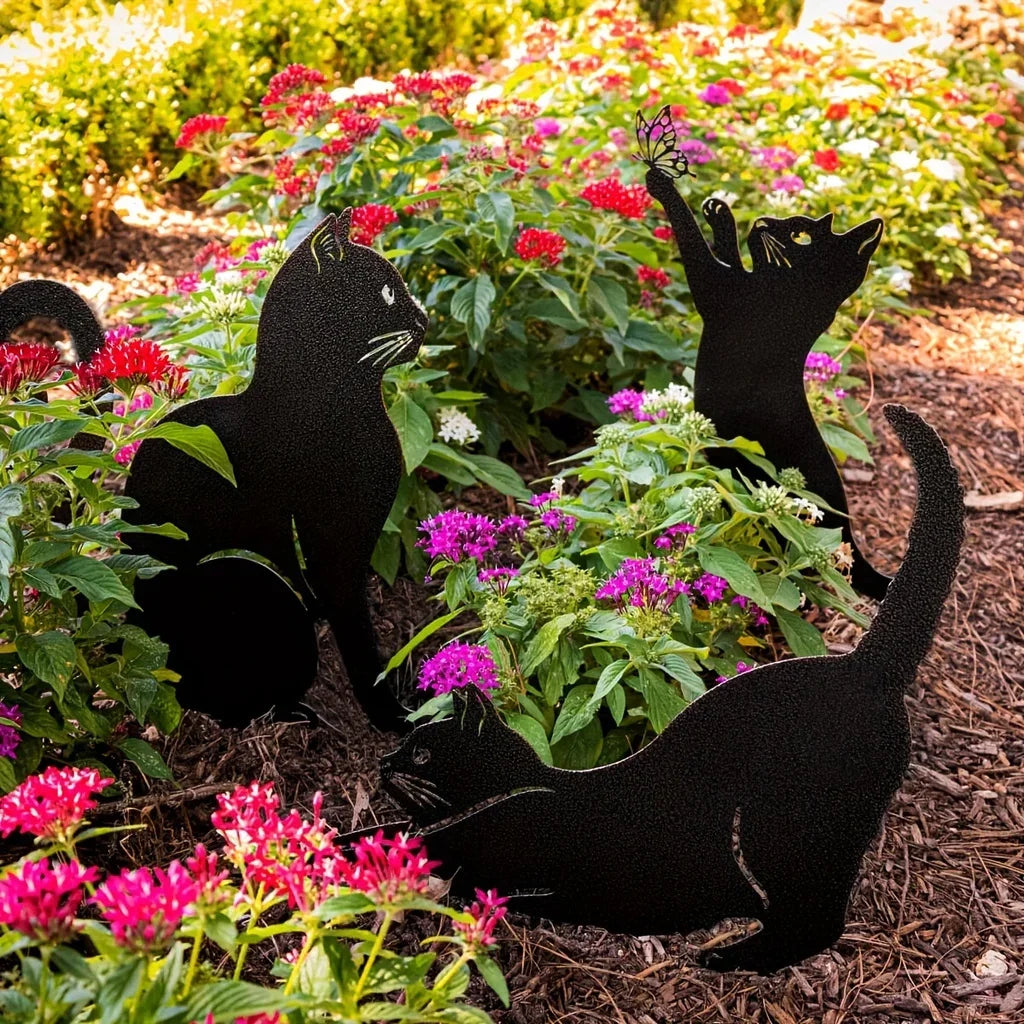 HelloYoung Add a Touch of Whimsy to Your Garden with this Adorable Metal Cat Fence Decoration for Garden Party Decor