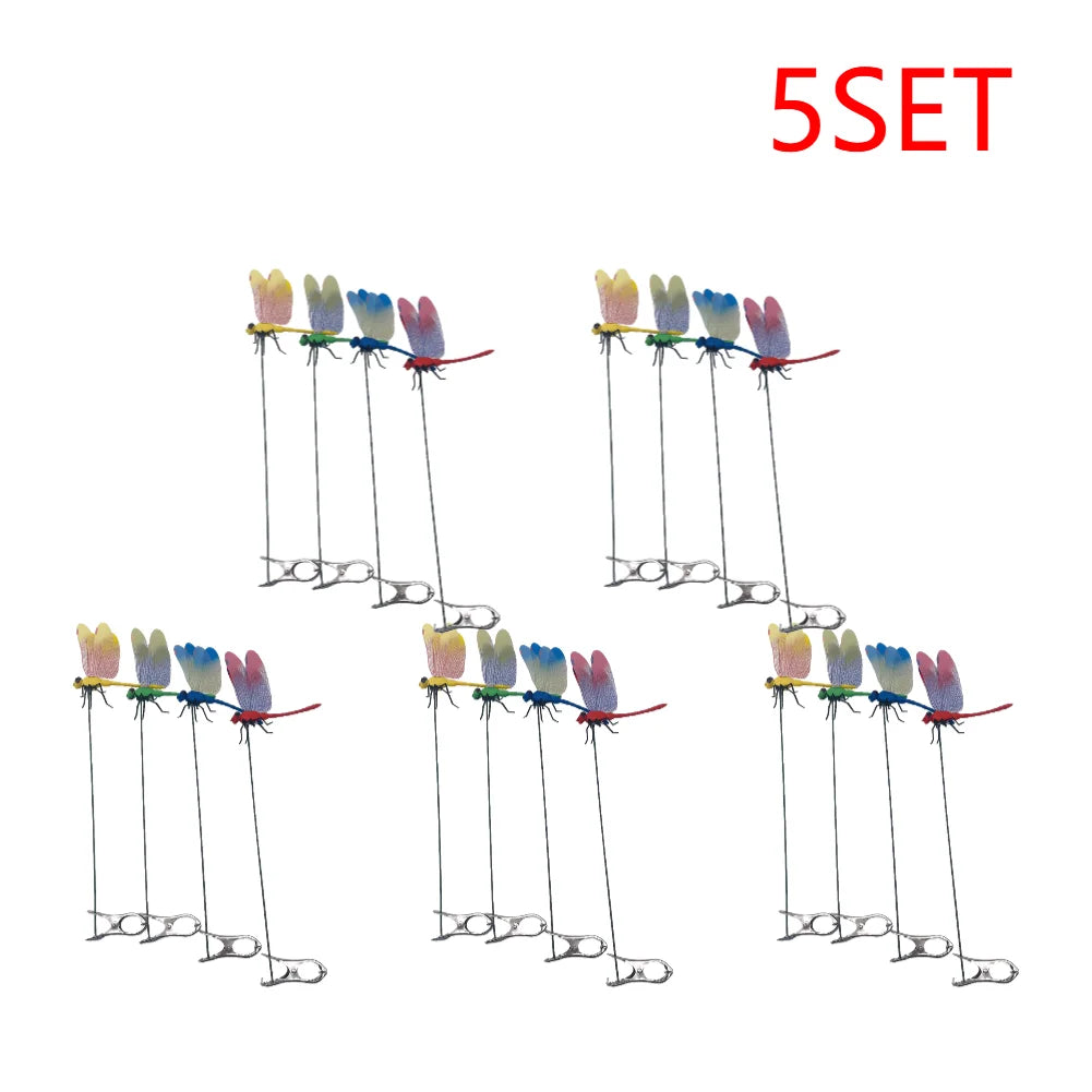 4/8/32Pcs Simulation 3D Dragonfly Clip Lifelike Outdoor Decor Realistic Bug Deterrents Fake Dragonfly Garden Decorative Clip
