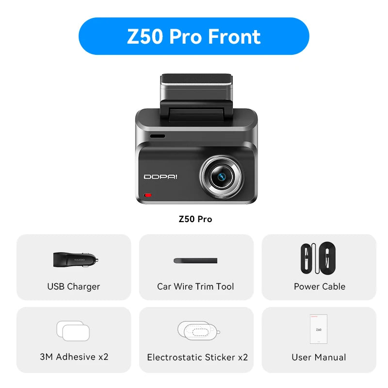 2025 New DDPAI Dash Cam Z50 Pro 4K UHD 3"IPS Display Built-in GPS ADAS