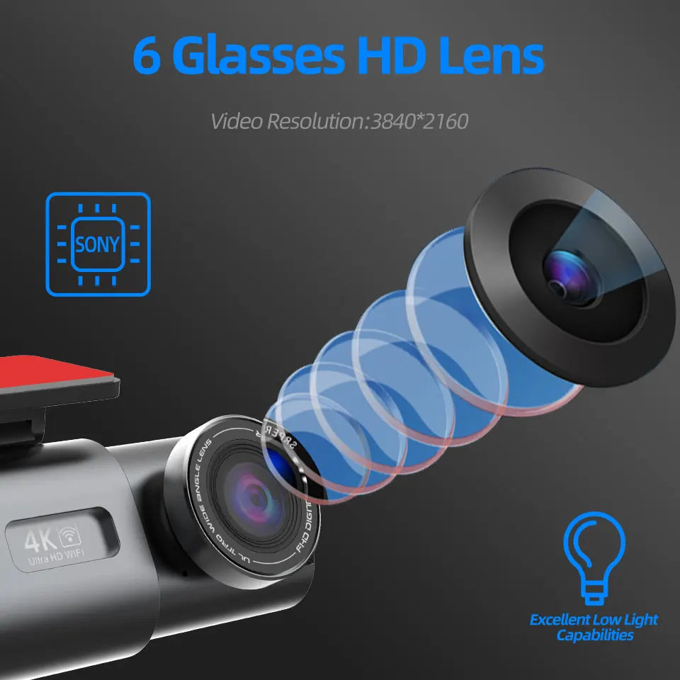 Dash Cam 4K UHD Recording Car Camera DVR Night Vision Video Recorder B