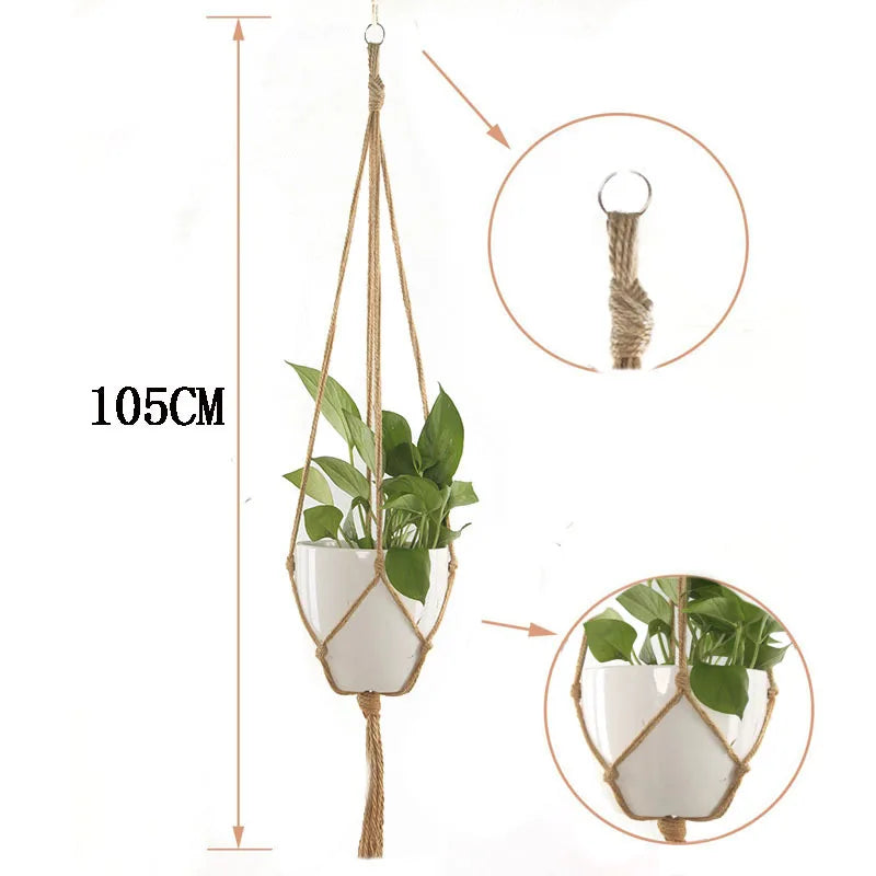 Handmade Macrame Plant Hanger Basket Flower Pot Balcony Hanging Decoration Knotted Lifting Rope Bohemian Style Home Garden Decor