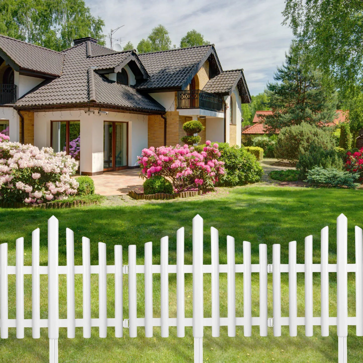 White Plastic Garden Fence Border Decoration Plant Flower Protect For Yard Lawn Edging Flower Bed Christmas Tree Decorative