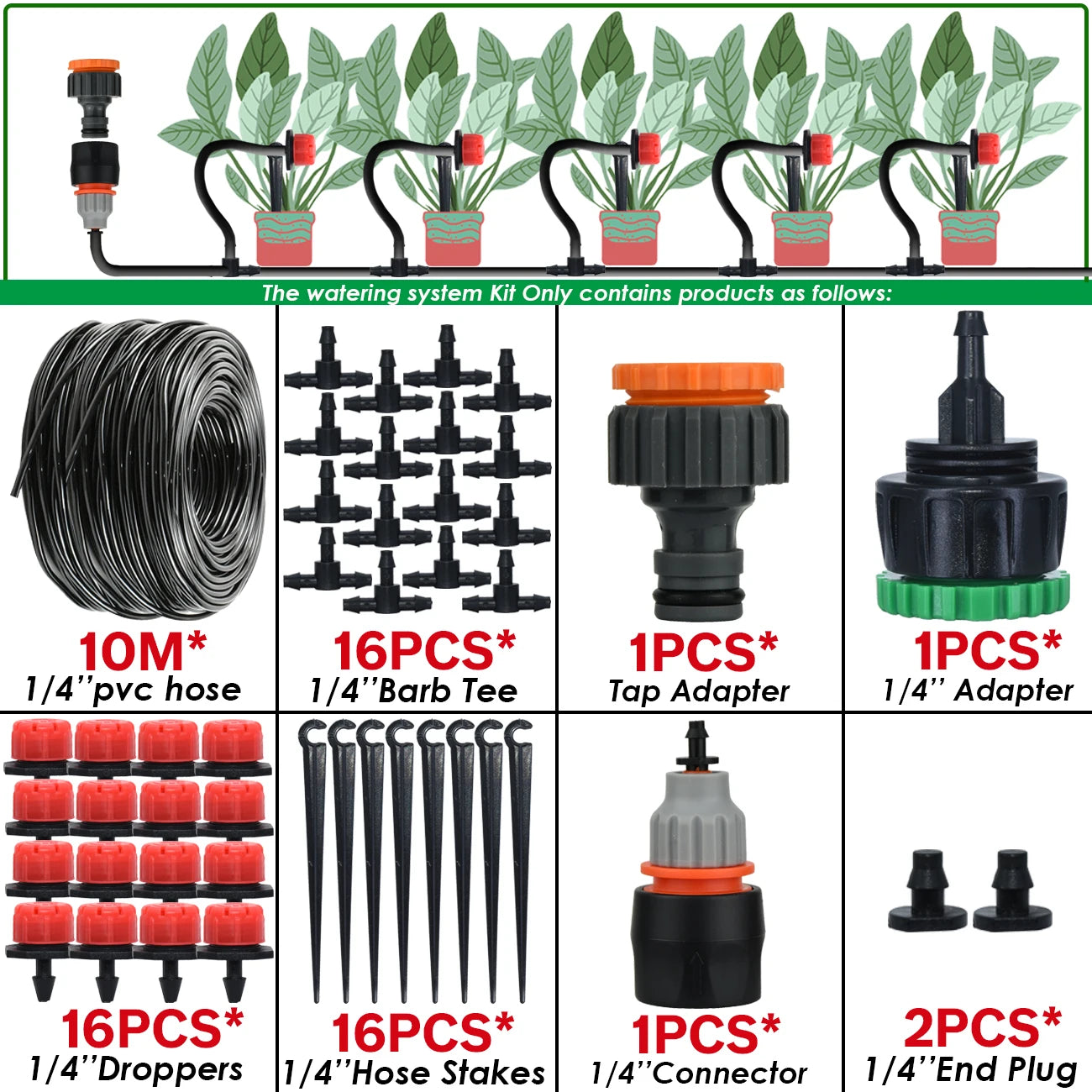 KESLA Greenhouse 5-50M Drip Irrigation System Automatic Watering Garden Hose DIY Micro Drip Watering Kits w/ Adjustable Drippers