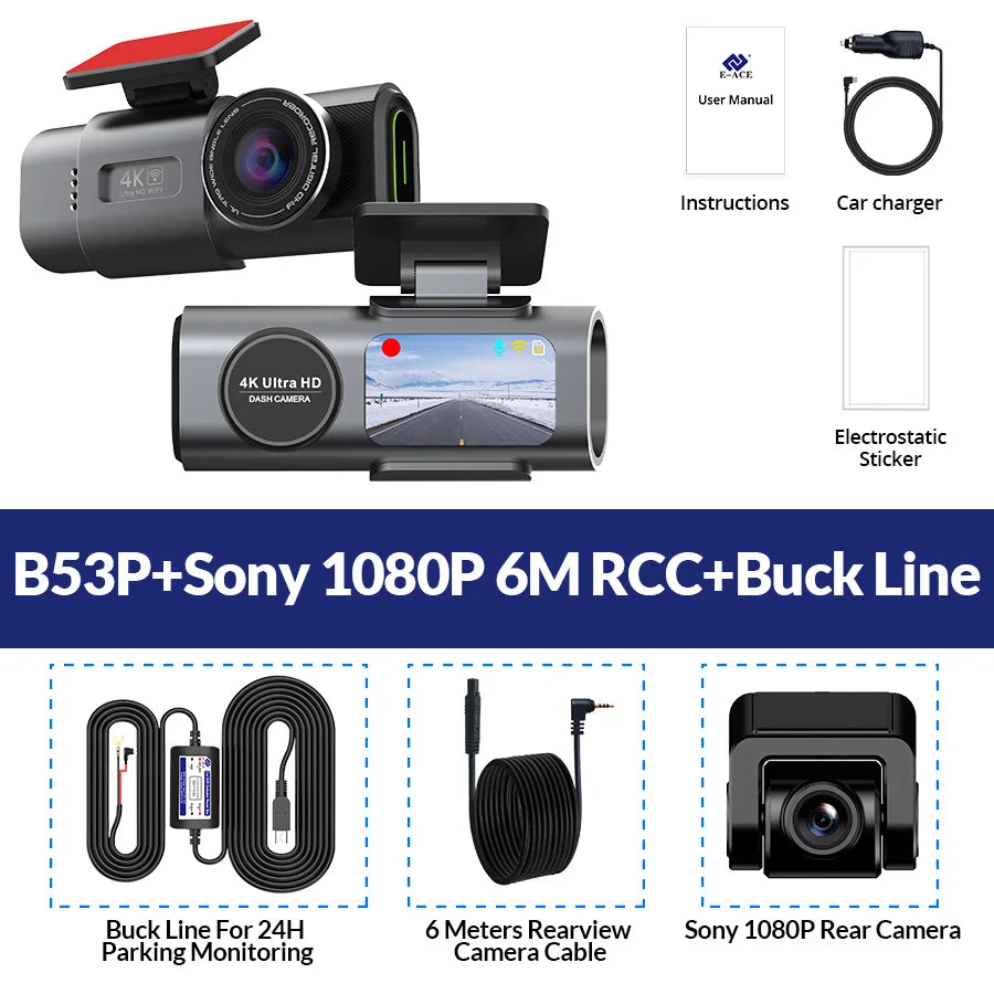 Dash Cam 4K UHD Recording Car Camera DVR Night Vision Video Recorder B