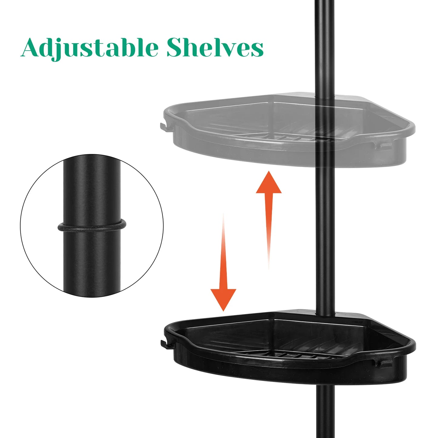 Rustproof Shower Caddy Corner for Bathroom, 4-Tier Adjustable Shelves