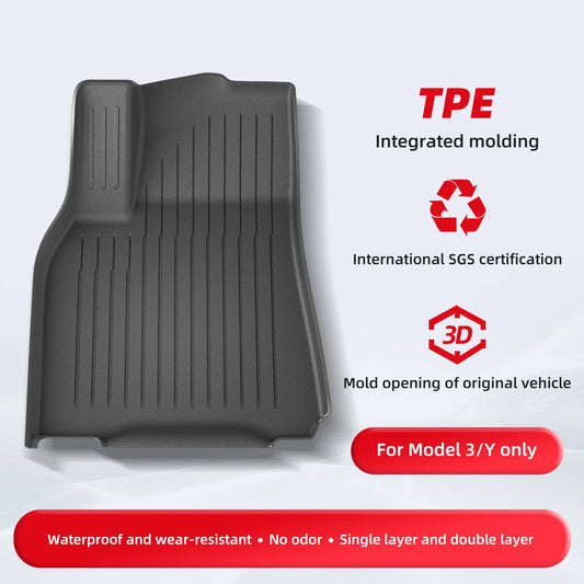 LUCKEASY For Tesla Model Y Floor Mat TPE Waterproof Wear-resistant Protective Mat Model 3 Foot Pad Car Interior Accessories