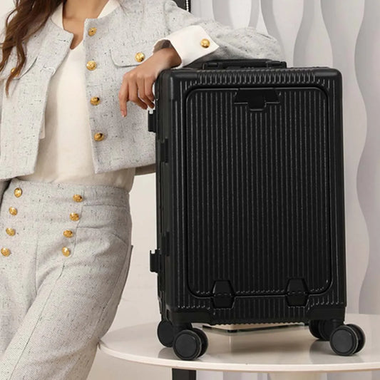 20 Inch Carry On Suitcase - Front Opening, Spinner Wheel, USB Charging, TSA Lock, Travel Luggage | AlluCanFind