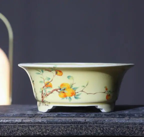2025 Yixing Purple Sand Flowerpot Ceramic Hand-Made Landscape Bonsai Pot Chinese Style Classical Flower Pot Home Decor 1PCS