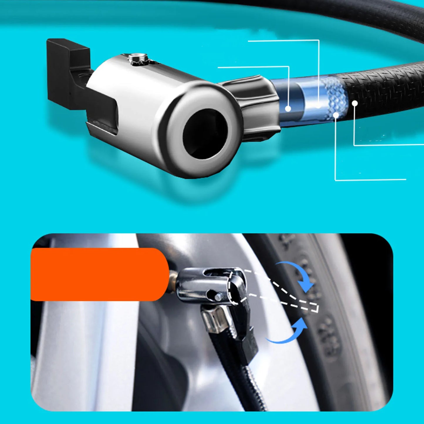 New 12V Air Compressor Pump with LED Light Digital Display Meter 100PSI Cylinder Automobile Tire Inflator Automobile Air Pump