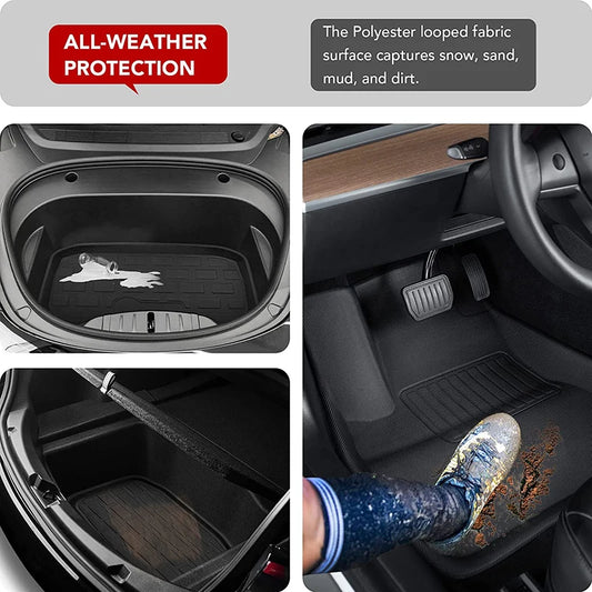 NovaAcc For Tesla Floor Mats Model Y 2017-2024 Model 3 2021 to 2024 Highland All Weather Trunk Mats Floor Liner Car Accessories