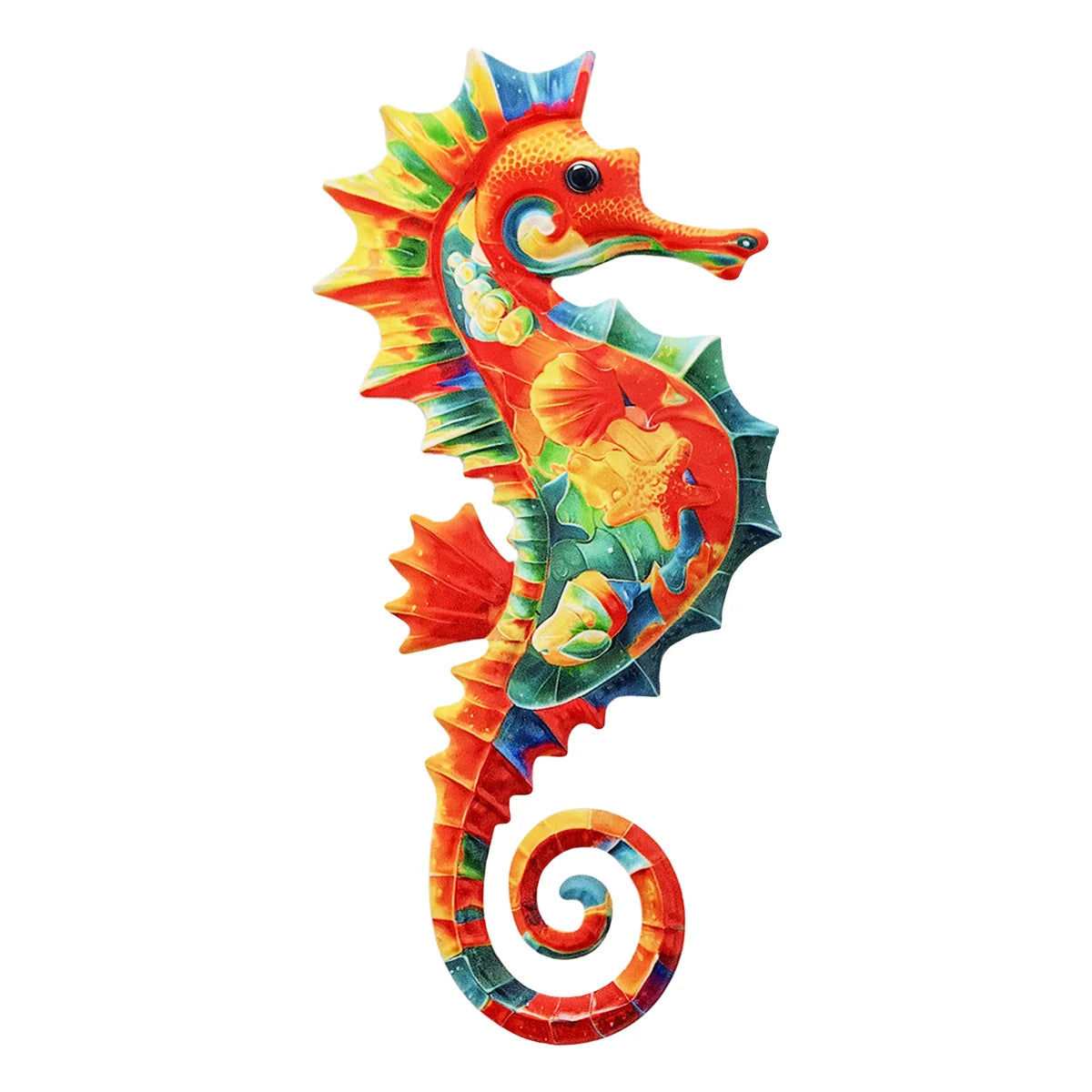 Eye-catching Metal Ocean Seahorse Wall Decor Hanging Wall Outdoor Garden Sculpture Statue Home Yard Pool Bathroom Living Room