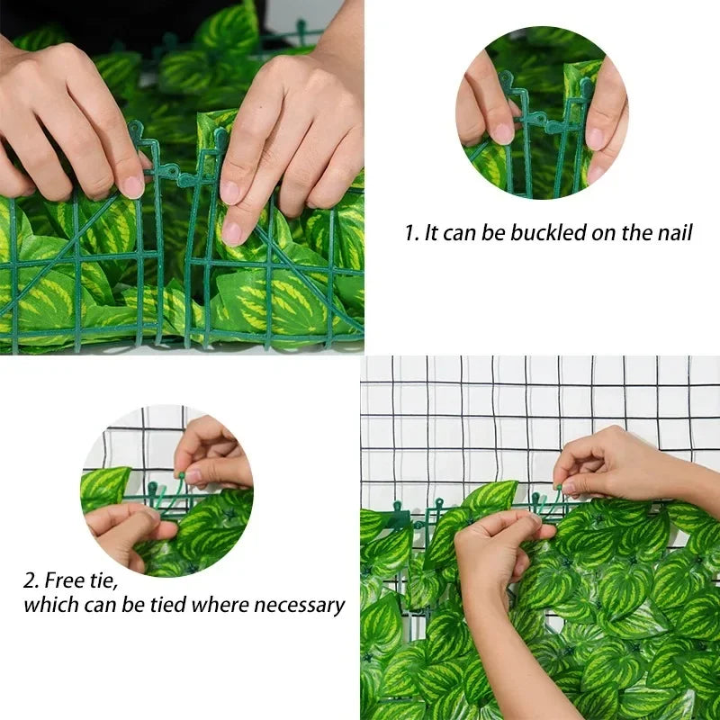 Artificial Leaf Privacy Fence Screen Fake Hedge Panels Balcony Screen Ivy Leaves Fence Screen for Wall Garden Patio Decor