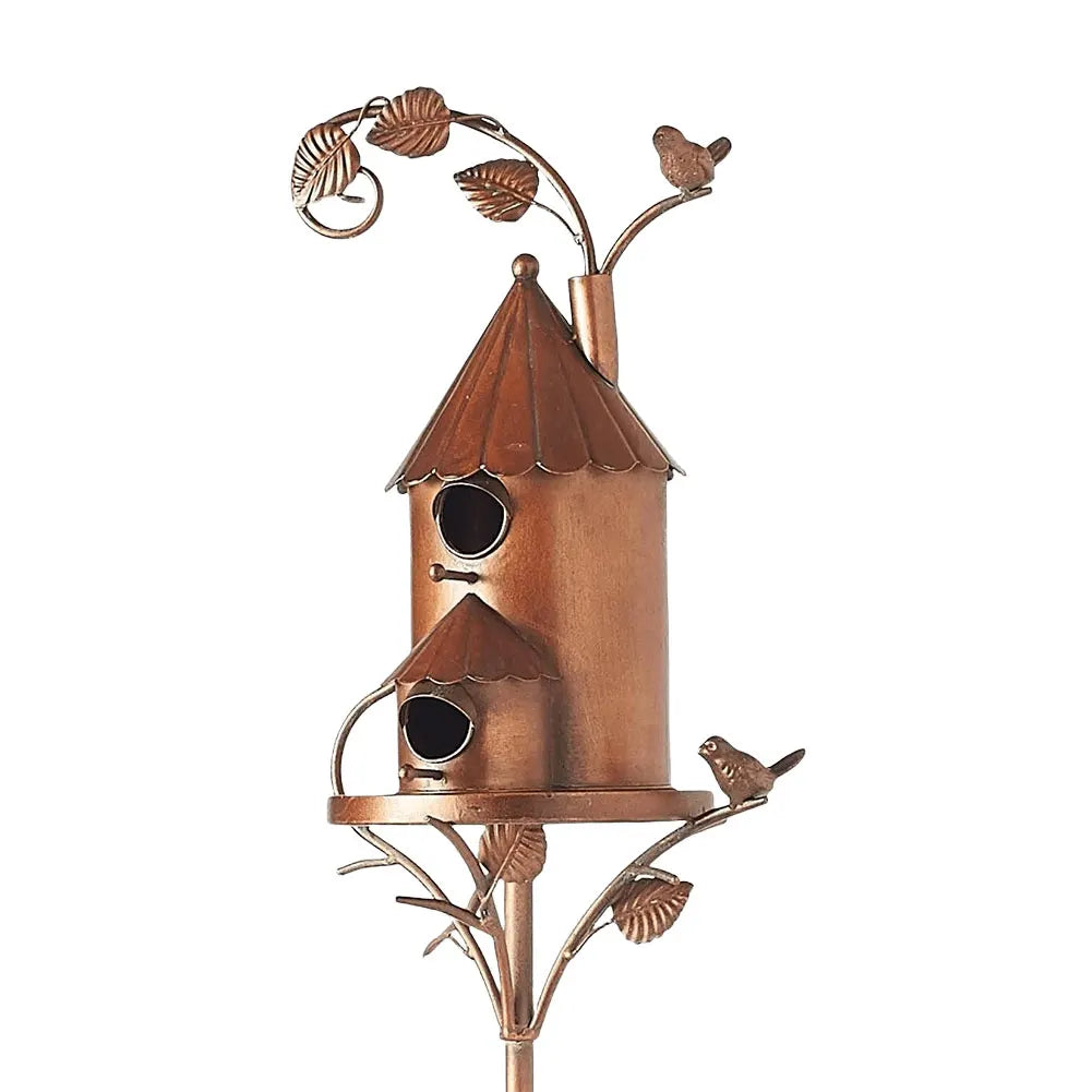 Birdhouse Garden Stakes Garden Outdoor Metal Birdhouse Decoration Metal Birdhouse Stake for Outdoor Garden Yard Decoration