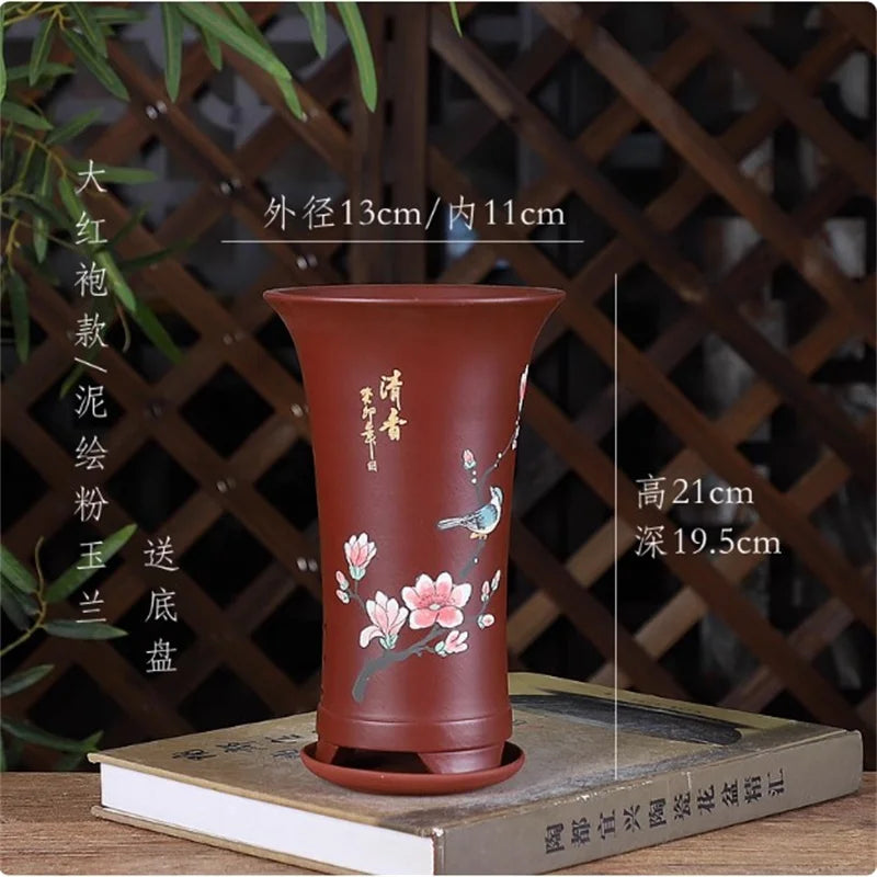 Nature Purple Sand Bonsai Pot, Small Vase,Cymbidium Orchid Plant Pot,Garden,Home Decoration