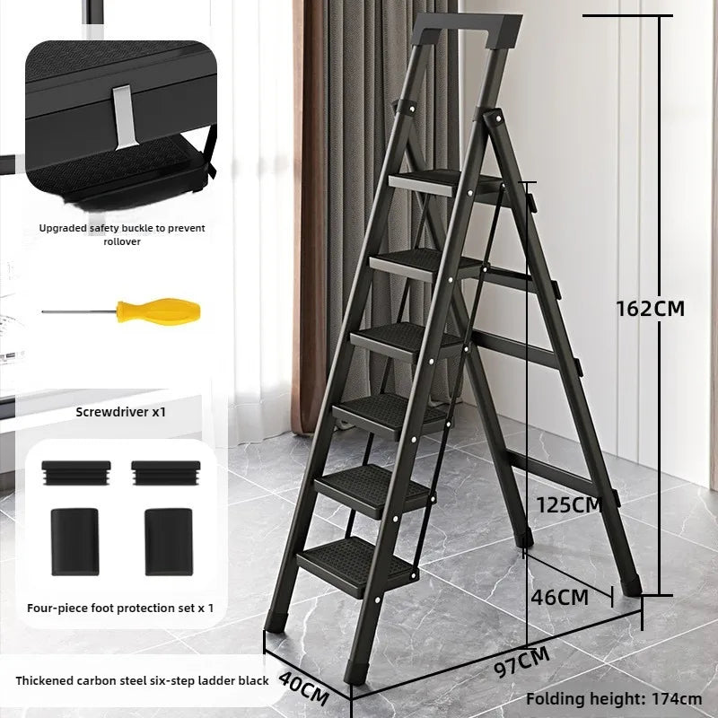 Home ladder stool folding zigzag ladder anti slip pedal ladder indoor