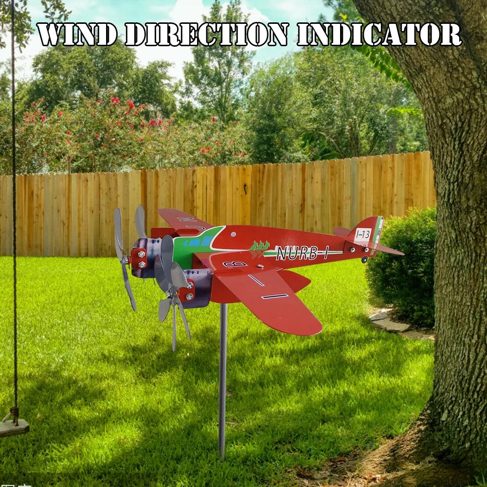 1-2PCS 3D Cub Wind Spinner Plane Metal Airplane Weather Vane Outdoor Roof Wind Direction Indicator Weather Vane Garden Decor New