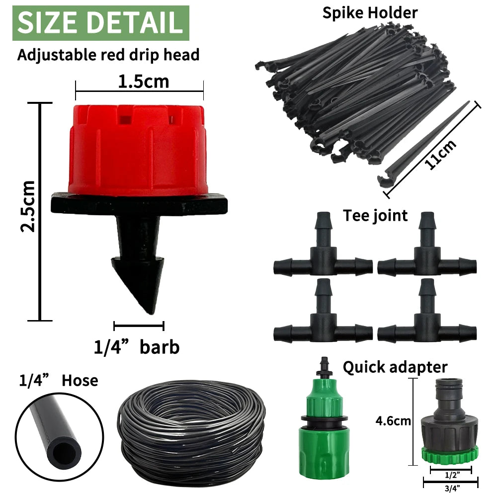 5-20M Drip Irrigation System Plant Watering Set Watering Kits Adjustable Drippers For Irrigation Micro Garden Watering System