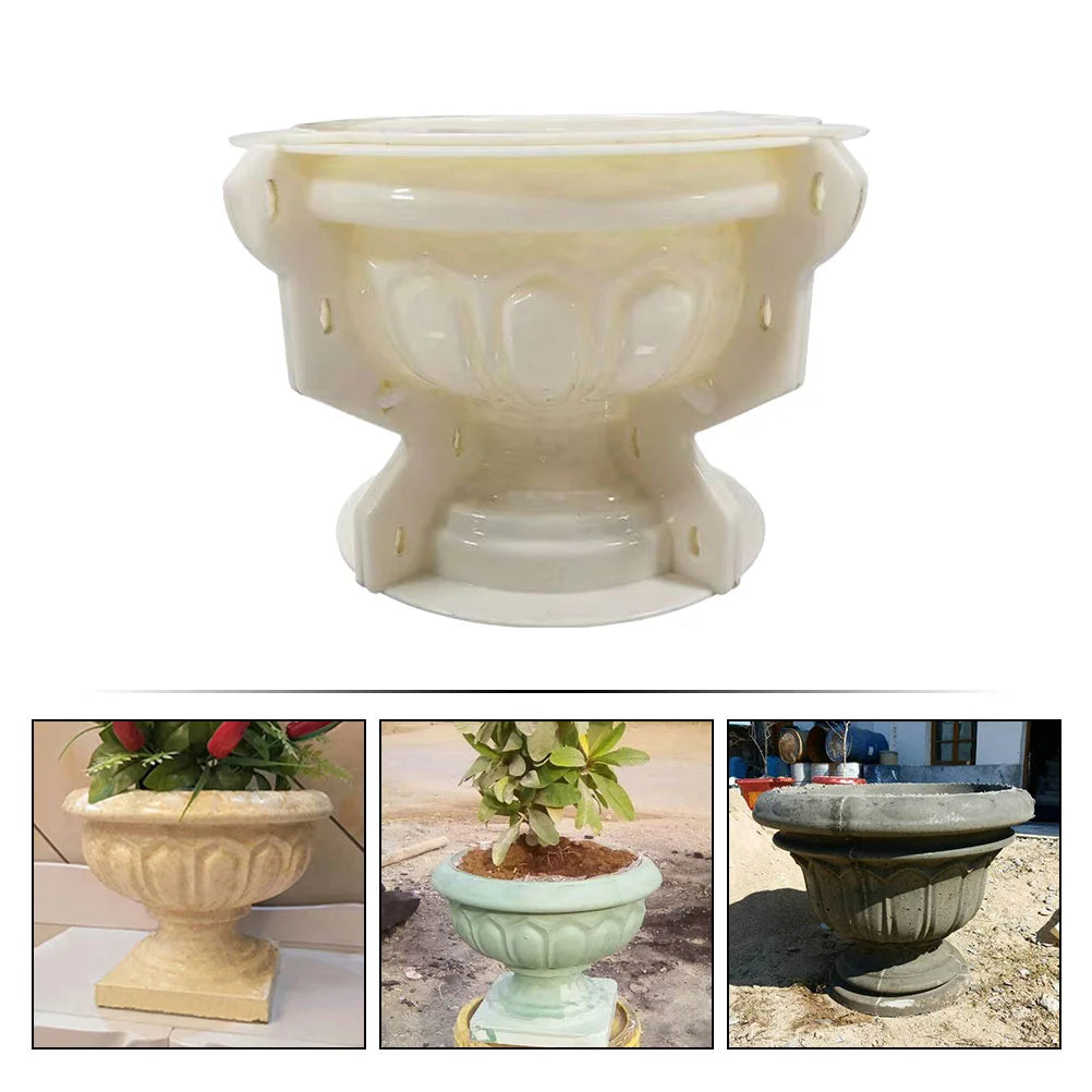 Large Plastic Flowerpot Molds Cement Planter Making Mold European Style Bonsai Pot Casting Model Diy Handcraft Decor Molds
