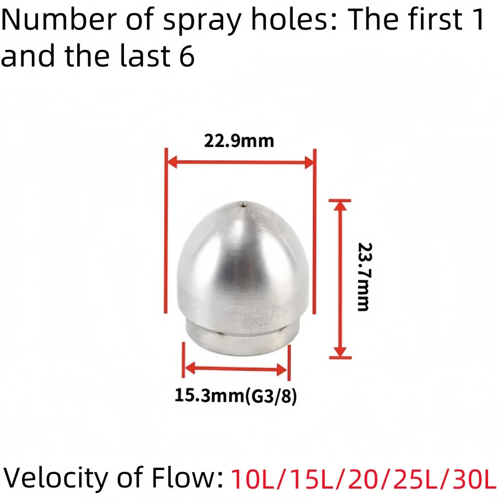 G3/8 Internal Thread Sewer Cleaning Nozzle Pipeline Dredging Tool High Pressure Cleaning Machine Nozzle Stainless steel Material