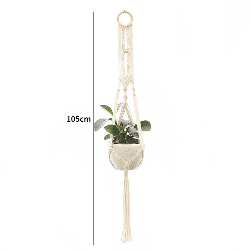 Handmade Macrame Plant Hanger Basket Flower Pot Balcony Hanging Decoration Knotted Lifting Rope Bohemian Style Home Garden Decor