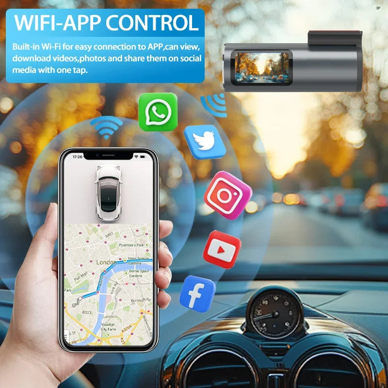 Dash Cam 4K WiFi GPS Dash Camera for Cars Mini Front Car DVR 24H Parki