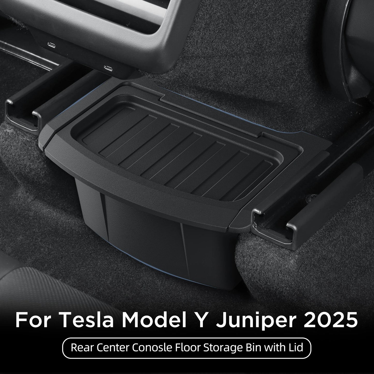 SMABEE for Tesla Model Y Launch 2025 Juniper Car Armrest Rear Storage Box Tray Accessories Tidying TPE Black