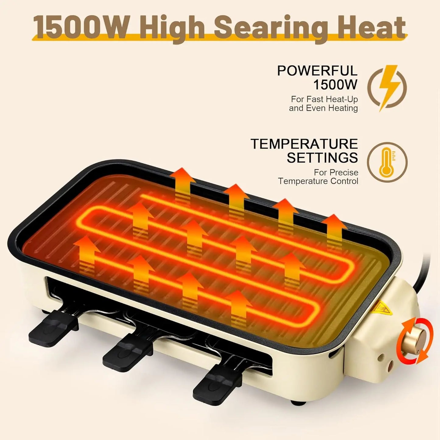 Electric Smoke-free Indoor Barbecue Grill, Detachable Board, Adjustable Temperature, Non Stick Cooking,Portable Barbecue Grill