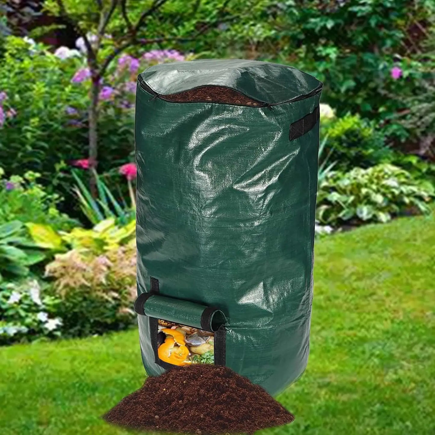1/2Pack Compost Bin Bags Reusable Yard Waste Bags Lawn Bags Heavy Duty Garden Bag Composting Bags Garbage Can Outdoor Container