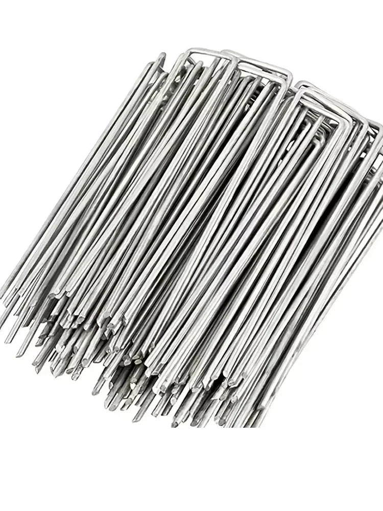 100pcs Landscape Staples, U-Shaped Garden Pins Garden Stakes Staples, Heavy Duty Yard Lawn Tent Stakes Securing Pegs For Weed Ba