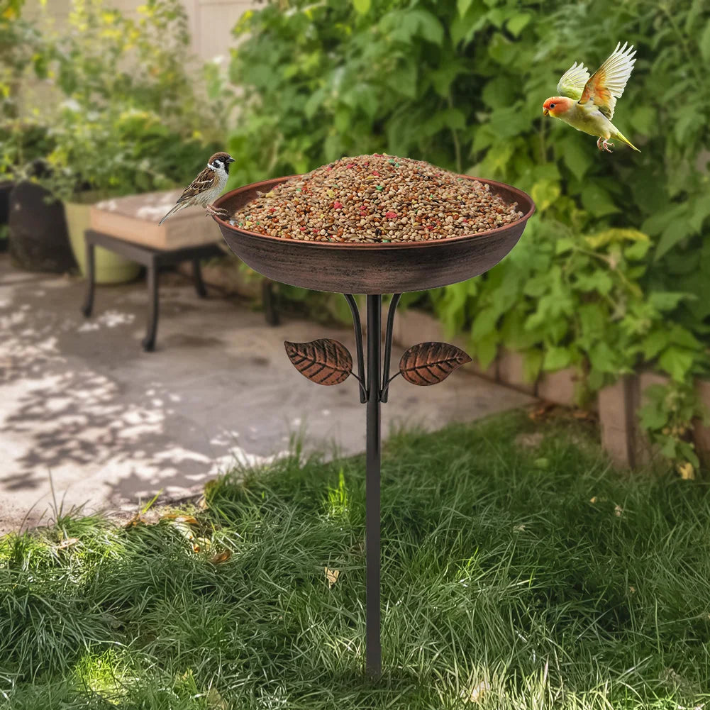 Removable 13 Inch Dia Bowl Metal Bird Bath with Metal Stake Easy To Clean Birdbath Bird Feeder Bowl for Garden Yard Lawn Decor