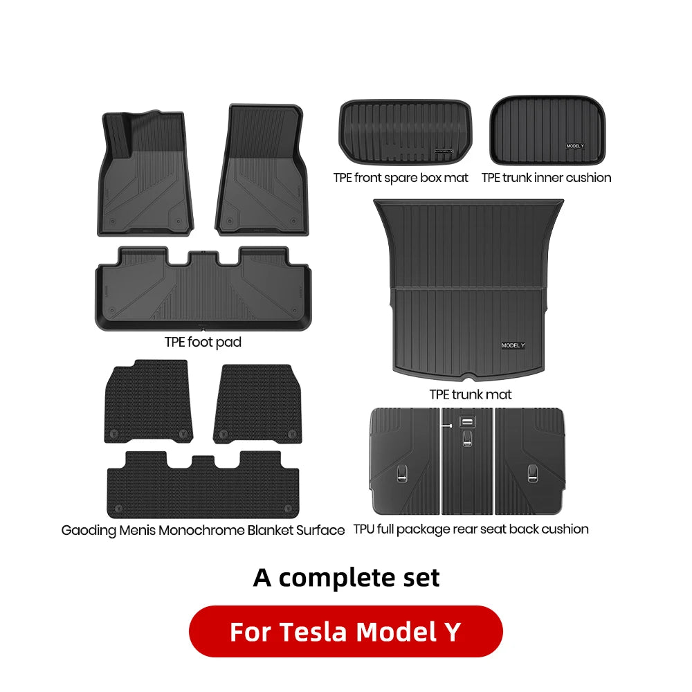 YZ For Tesla Floor Mats Model 3 Y 2021-2024 Car Four Seasons Waterproof Non-slip Floor Mat NEW TPE Special Car Accessories