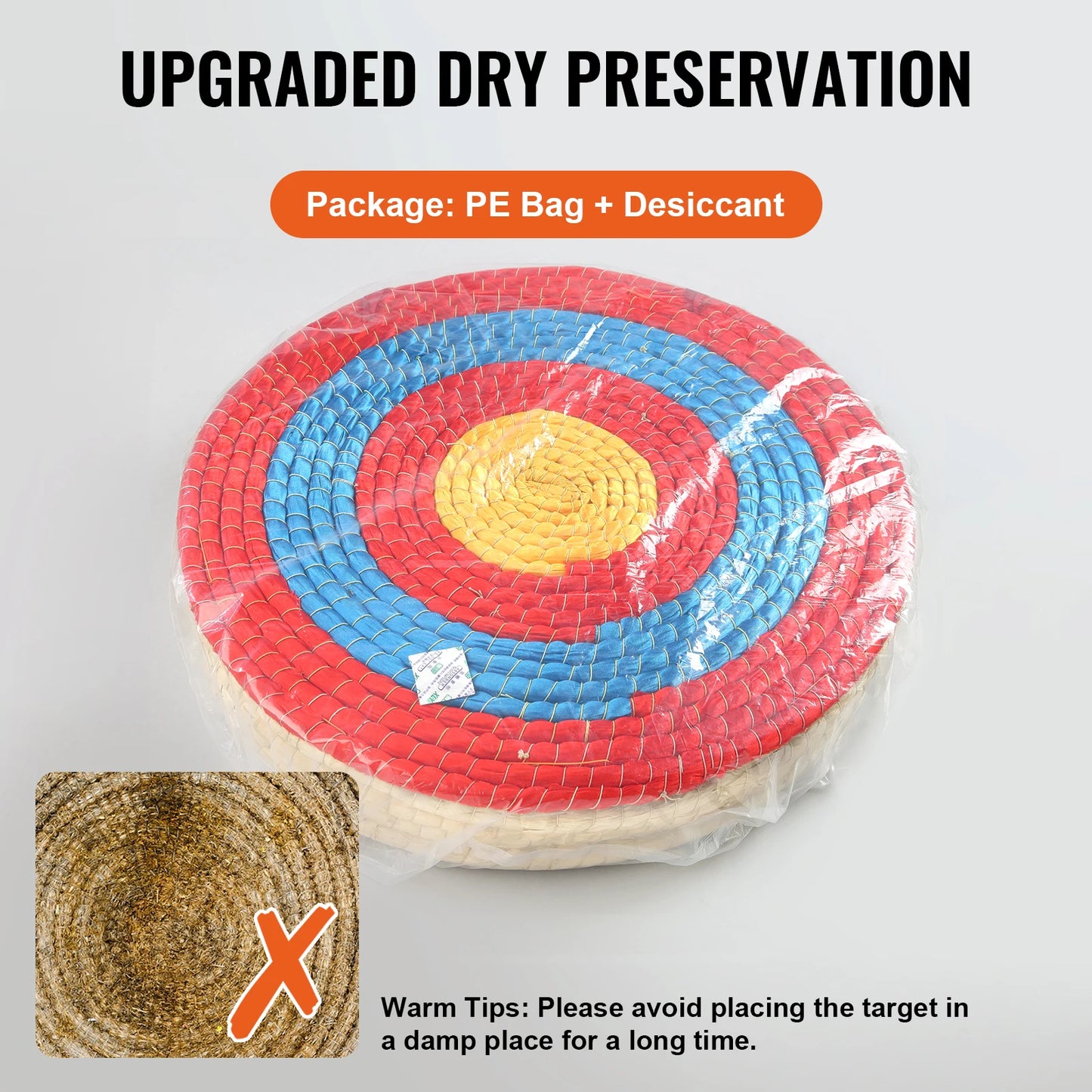 SucceBuy  20in Traditional Solid Straw Round Archery Target Shooting Bow Coloured Rope Target 3/5 Layer for Shooting Practice