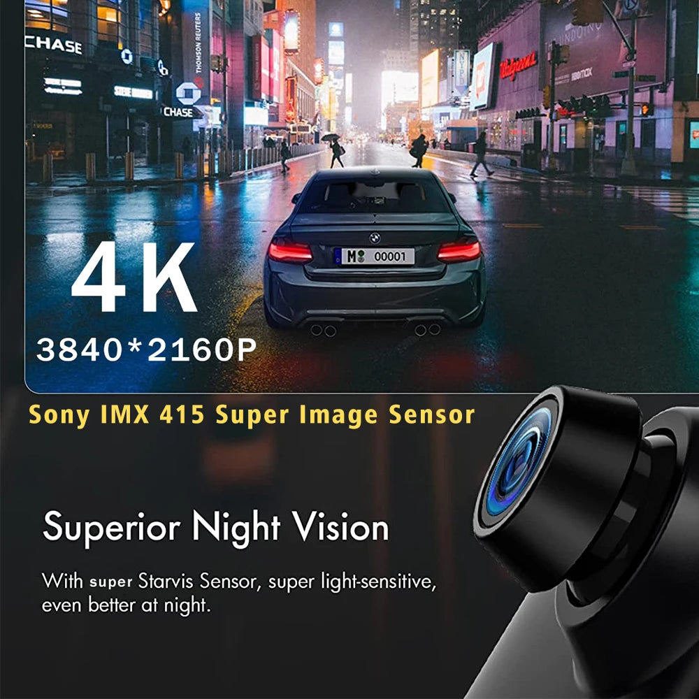 10" Dash Cam 4K 3840*2160P Car Dvr Carplay Android Auto GPS 5G WIFI A