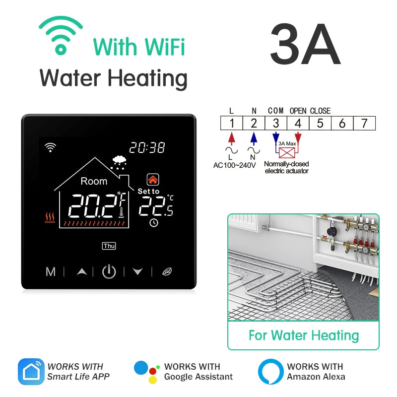 Floor Heating Thermostat Tuya WiFi Programmable Temperature Controller for Electric Warm Gas Boiler Smart Life Work with Alexa