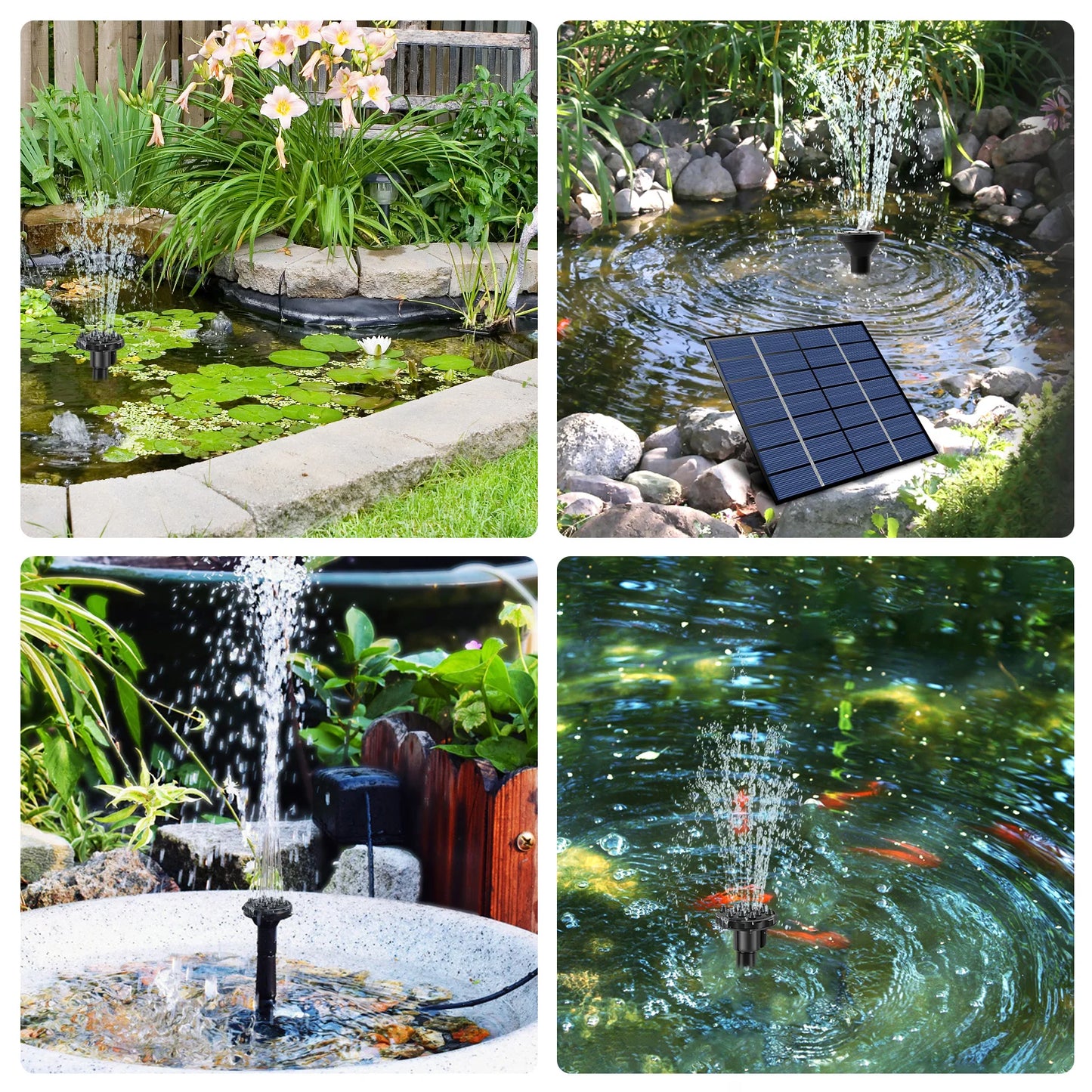 2.5W Solar Fountain Pump Bird Bath Garden Pool Pond Waterfall Fountain Solar Panel Powered Water Pump with 9 Nozzles