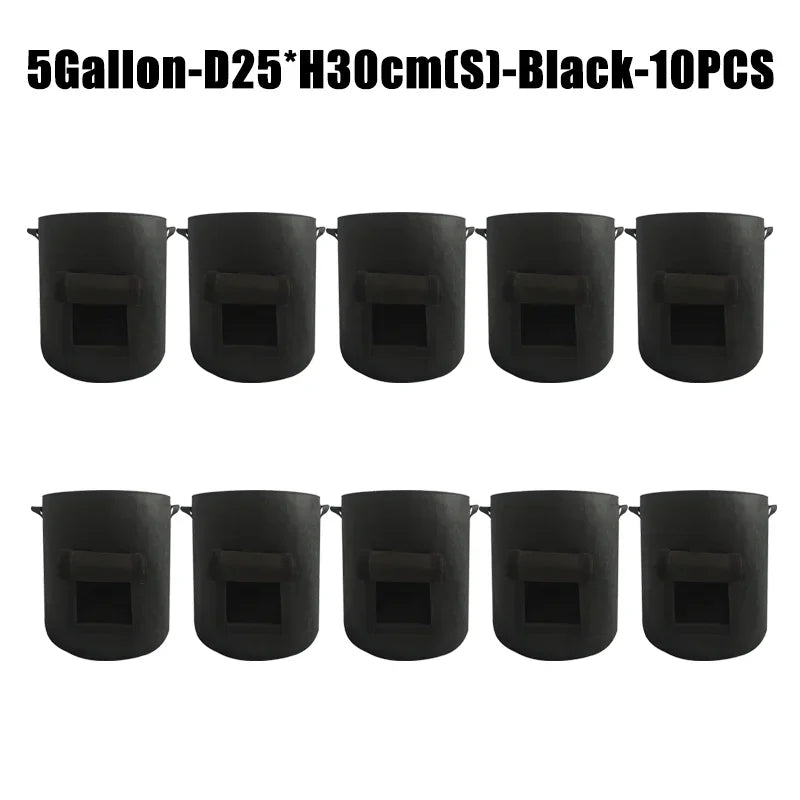 5/10Gallon Felt Plant Grow Bags Nonwoven Fabric Garden Potato Pot Greenhouse Vegetable Growing Bags Moisturizing Vertical Tools