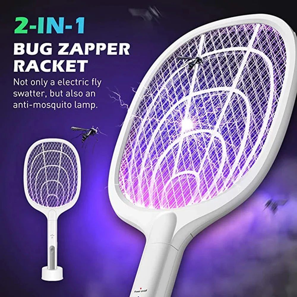 USB Electric Shock Mosquito Lamp Portable Handheld USB Charging Fly Swatter Electric Shock Triple-layer Mesh Lamp Home Tools