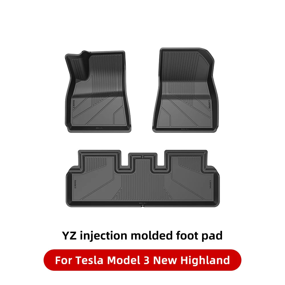 YZ For Tesla Floor Mats Model 3 Y 2021-2024 Car Four Seasons Waterproof Non-slip Floor Mat NEW TPE Special Car Accessories
