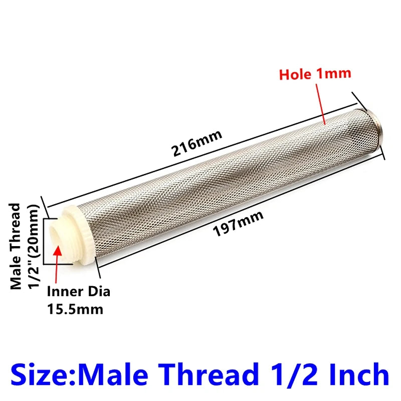 1/2"~2.5" 304 Stainless Steel Extended Filter Garden Irrigation Water Pump Hose Filter Aquarium Water Cleaning Mesh Metal Filter