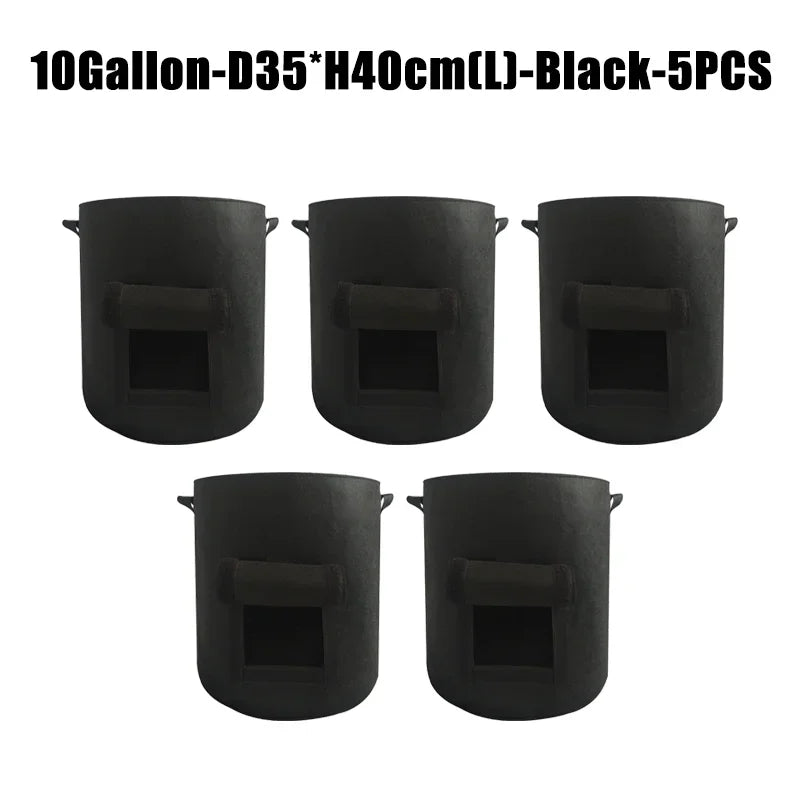 5/10Gallon Felt Plant Grow Bags Nonwoven Fabric Garden Potato Pot Greenhouse Vegetable Growing Bags Moisturizing Vertical Tools